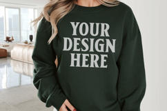 Gildan 18000 Forest Green Mockup , Crewneck Sweatshirt Boho Product Image 1