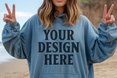 Indigo Blue Gildan 18500 Hoodie Sweatshirt Mockup, 185 mock- Product Image 1