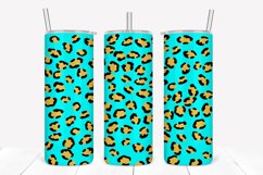 Aqua Leopard Print 20oz Skinny Tumbler Sublimation Product Image 1