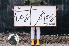 Christian SVG, He Restores My Soul SVG, Farmhouse Cut File Product Image 1