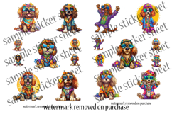 Funny Dog Stickers Printable Sheets - Hippie 60s Aesthetic Product Image 13