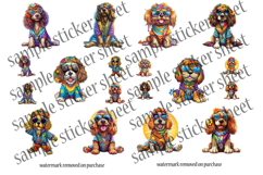 Funny Dog Stickers Printable Sheets - Hippie 60s Aesthetic Product Image 14