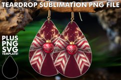 Unique TEARDROP Earrings Design PNG, Christmas Bow Product Image 1