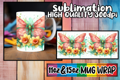 Perfect start sublimation 11oz 15oz mug wrap, Butterfly Product Image 1