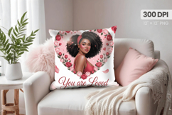 Afro Girl /Woman braided hair Pillow Design, Black Queen PNG Product Image 1