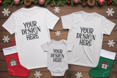 Christmas Family Matching Group T-Shirt Mockups | Holiday Fl Product Image 1