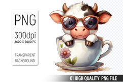 Cute Cow, Animal Sublimation Clipart PNG Product Image 1