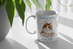 Watercolor Cat with Flowers PNG Product Image 3