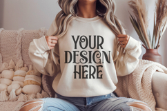 Sand Gildan 18000 Crewneck Sweatshirt Mockups,G18000 Product Image 1