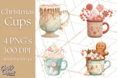 Christmas Hot Cocoa Mug Clipart PNG, Holiday Cup Art Product Image 1