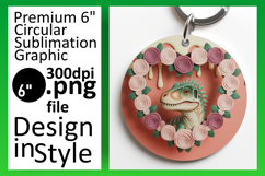 Sophisticated Round Design for Keychains , Cute Dino Product Image 1