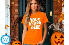 Orange women Tshirt Mockup, Halloween tshirt mockup Product Image 1