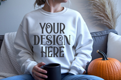 White Gildan 18000 Mockup, Sweatshirt Crewneck Mockups Product Image 1