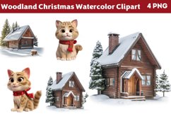 Woodland Christmas Watercolor Clipart PNG Product Image 1