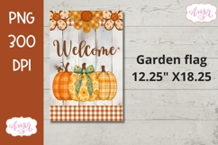 Welcome fall garden flag sublimation design, Fall pumpkins Product Image 2