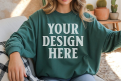 Dark Heather Gildan 18000 Crewnwck Sweatshirt Mockup, gildan Product Image 1