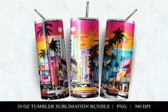 Miami Pop Art 20 oz Skinny Tumbler Sublimation Design Product Image 2
