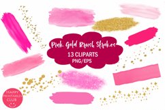 Pink and Gold Brush Strokes Clipart I Brush Strokes Clipart Product Image 1