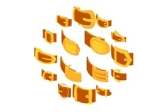 Belt buckle icons set, isometric style Product Image 1