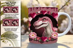 Chic 11oz Png Mug Wrap Template , Cute Dino Product Image 1