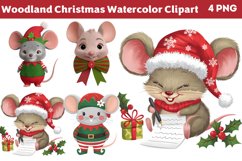 Woodland Christmas Watercolor Clipart PNG Product Image 1