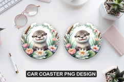 Spring Animals Car Coaster Sublimation| Animal Coaster PNG Product Image 1