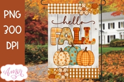 Hello fall garden flag sublimation design, Fall pumpkins Product Image 1