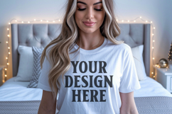 Bella Canvas 3001 White Christmas Shirt Mockup, Trandy Product Image 1