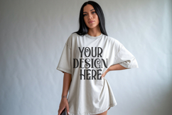 Ivory Comfort Colors 1717 T-shirt Mockups, Real Model Product Image 1