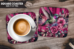 Hummingbird, Animal coaster, Buffalo Plaid Square Coaster PN Product Image 1