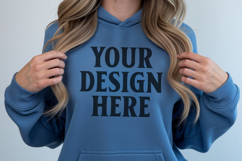Indigo Blue Gildan 18500 Hoodie Sweatshirt Mockup, 185 mock- Product Image 1