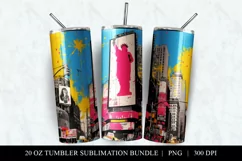 Times Square Pop Art 20 oz Skinny Tumbler Sublimation Design Product Image 2