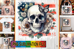 Playful TSHIRT Art PNG, Skull USA Product Image 1