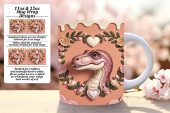 Glamorous 15oz Mug Wrap Png Design , Cute Dino Product Image 1