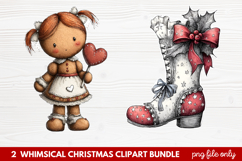 Whimsical Christmas Clipart | Cute Festive Holiday PNG Product Image 1