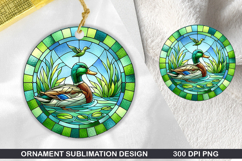 Cute Duck Stained Glass Ornament PNG, Digital Download File Product Image 1