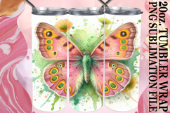 Uplifting Sublimation 20oz tumbler wrap, Butterfly Product Image 1
