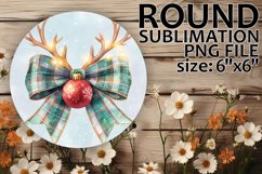 Bright Round Keychain Sublimation, Holiday Bow Product Image 1