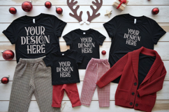 Christmas Family Matching Group Flat Lay T-Shirt Mockups Product Image 1