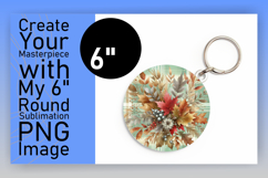 Whimsical Circle PNG Keychain Template , Autumn Flower Product Image 1