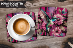 Hummingbird, Animal coaster, Buffalo Plaid Square Coaster PN Product Image 1