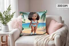 Afro Girl /Woman braided hair Pillow Design, Black Queen PNG Product Image 1