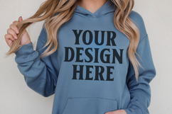 Indigo Blue Gildan 18500 Hoodie Sweatshirt Mockup, 185 mock- Product Image 1