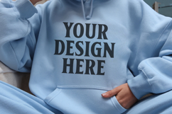 Light Blue Gildan 18500 Hoodie Mockup, G18000 Hoodie Mod Product Image 1