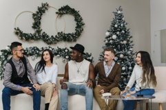 Multicultural people argue on Christmas Day. Product Image 1