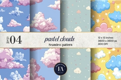Pastel Cloud Pattern | Dreamy Sky Digital Paper Product Image 1