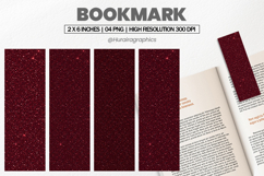 Wine Red Glitter Bookmarks PNG, Bookmark Sublimation Product Image 1