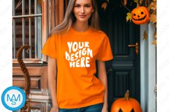 Orange women Tshirt Mockup, Halloween tshirt mockup Product Image 1