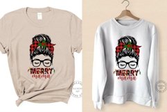 Merry mama PNG, christmas messy bun png, merry and bright Product Image 2