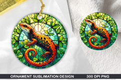 Salamander Stained Glass Ornament PNG, Digital Download File Product Image 1
